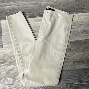 Zara faux leather pants, Great neutral color, Size M